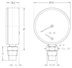 Термоманометр радиальный Cewal TRR 80 VI (0-6Bar 0-120°C) — изображение 4